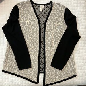 Women’s Chico’s dress cardigan, black and cream, size 2